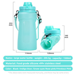 Botella de Agua Plegable Inteligente de Silicona Transparente Portátil al por Mayor con Pajita, Personalizable, de 2L, para Niños - Product Image 4