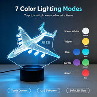 Lámpara de Escritorio LED USB con Control Remoto Táctil, Luz Nocturna 3D de ABS del Avión AN225, Modelo de Aviación Decorativo, Ecológico y Regulable
