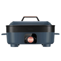 Marmite intérieure électrique pour barbecue avec couvercle et rôtissoire antiadhésive détachable et support à vapeur