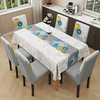 Nappe et housses de chaise rectangulaires jetables en PVC anti-poussière à motif floral pour la maison et les hôtels