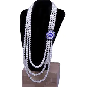 À la mode Baroque Longue Déclaration Poire Cou Chaîne Trois Couches Sororité ZPB Grec Zeta Phi Beta Charmes Femmes Collier