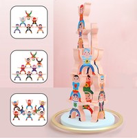 Beejay Jouet en bois éducatif pour enfants, blocs de construction empilables colorés Hercules, jeu d'équilibre unisexe pour enfants