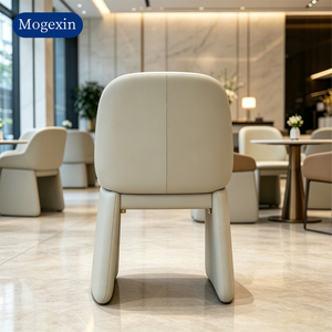 Silla de Comedor Moderna Tapizada Estilo Bloque con Patas Integradas, Silla Lateral sin Brazos en Beige/Negro para Comedor y Cocina - Product Image 3