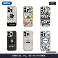 Funda al por mayor para iPhone 17 16 15 Pro Max, diseño floral y a cuadros, cubierta protectora a prueba de golpes, logotipo personalizado disponible, MOQ 1 unidad