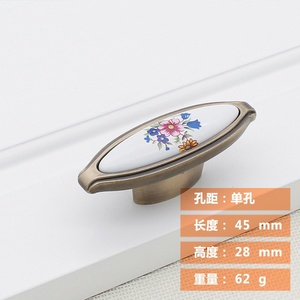 Antique Bronze <b>Ceramic</b> Zinc Alloy Pull Handle Single-Hole for Kitchen Cabinets Dressers Wardrobes Drawers Easy Installation - Product Image 5