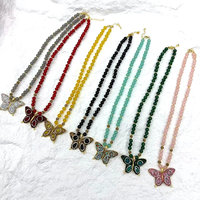 Collier de perles CH-LHN2101 avec pendentif fleur en coquillage incrusté de cristaux, breloque fleur, collier de perles incrustées de cristaux, vente en gros