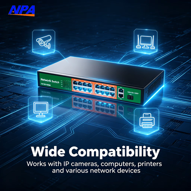 Factory Direct 16-Port Unmanaged Rack-mounted POE Switch AP-30316GE 2 Uplink 1 SFP All Gigabit 10/100/1000Mbps Stackable QoS