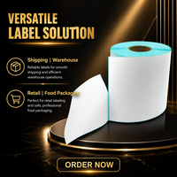 Roll Label Thermal Langsung Custom Tahan Air dengan Perekat untuk Penggunaan Kurir dan Gudang
