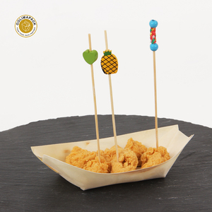 Bandeja de madera para comida, cono de madera Compostable y pinchos de bambú, venta al por mayor - Product Image 2