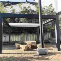 Pergola bioclimatique moderne en aluminium avec toit en tôle, imperméable, pour jardin extérieur, avec télécommande et éclairage LED, fabrication OEM