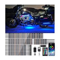 Guides de lumière LED pour motocyclette, bande à fibre optique, flux magique, lumière d'atmosphère, 20 pièces, ceinture de lumière colorée télécommandée