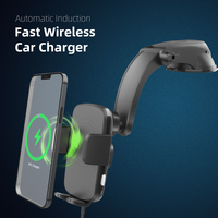 Support de téléphone portable universel pour voiture avec charge sans fil automatique et clip amélioré 360° °   Support de tableau de bord rotatif 15W à charge rapide et anti-chute