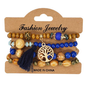 Fashion Jewelry <b>Beaded</b> <b>Bracelets</b> Set With Tassel Tree Charm Women's Gift Made In China HY-2774 - Product Image 6