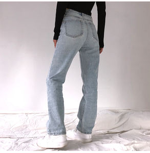 Pantalones vaqueros holgados de cintura alta para mujer, pantalones holgados rectos informales cómodos a la moda para mujer, pantalones vaqueros lavados para madre, pantalones de pierna ancha para <span class=keywords><strong>novio</strong></span>, novedad - Product Image 5