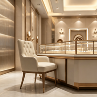 Vitrine de présentation de bijoux haut de gamme en or blanc champagne pour boutique de détail