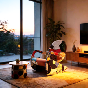 <span class=keywords><strong>Fauteuil</strong></span> à <span class=keywords><strong>bascule</strong></span> moderne en tissu <span class=keywords><strong>patchwork</strong></span> avec repose-pieds, <span class=keywords><strong>fauteuil</strong></span> d'appoint rembourré pour salon, chambre à coucher, meubles - Product Image 3