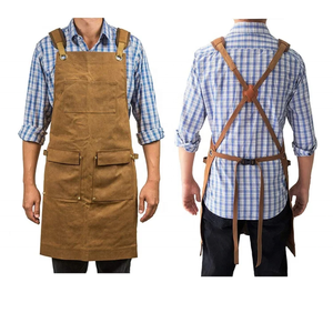 Men's Canvas <b>Work</b> <b>Apron</b> With Multiple-Pockets Tool-Holder Brown Durable Overalls For Workshop Garage-Repair - Product Image 3