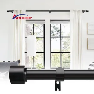 Bộ Thanh treo rèm màu đen có thể điều chỉnh 1 inch Aroddy dễ dàng lắp đặt 66 đến 120 inch Thanh treo rèm nặng cho cửa sổ