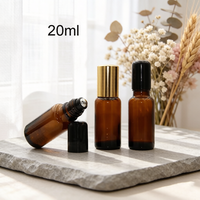 Flacons à bille en verre ambré anti-UV en gros, 5 ml-100 ml, rechargeables, pour huiles essentielles, étanches avec bouchon à vis