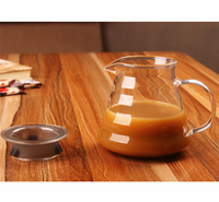 Service à café en verre borosilicate soufflé à la main de 600 ml, style américain moderne, avec bouilloire pour infusion par le dessus