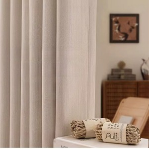 Cortinas de Chenille de Doble Cara, Estilo Francés, Ligeras y de Lujo, Ecológicas, para Todas las Estaciones, Color Crema, Opacas, para Salas de Estar - Product Image 1