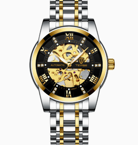 TEVISE Men's <b>Automatic</b> Mechanical Watch 43mm Stainless Steel Skeleton Dial Roman Numeral Luxury Deployment Clasp - Product Image 5