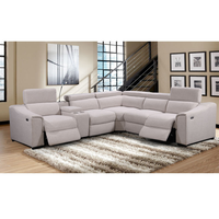 Sofá Reclinable Eléctrico Moderno, Diseño Seccional, Relleno de Esponja, Tela, USB, LED, Patas de Metal - Sofá Cama Combinado de Alta Calidad