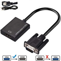 Adaptador Justlink VGA a HDMI 1080p con Convertidor de Audio y Alimentación, Cable Adaptador Macho-Hembra con Núcleo de Cobre para Computadora Portátil