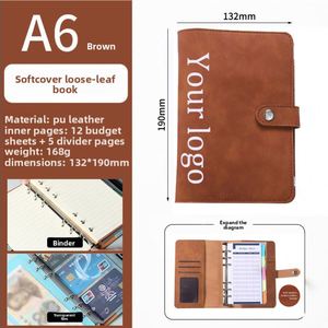 Custom Office Supplies 6 Ring Candy Colors Leather Notebook Planner Loose <b>Leaf</b> Budget A6 Binder - Product Image 3