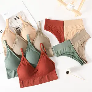 Fashion Girls Sports A B Small Cup Women Letter Brand Seamless Sets Push Up Sexy Bra And Panties Bra & Brief Sets