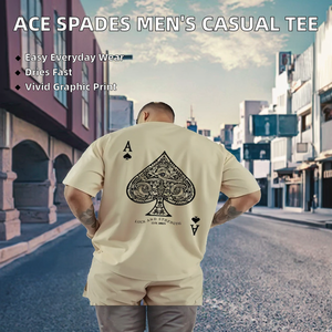 Camiseta Casual de Manga Corta para Hombre, Diseño Gráfico de As de Picas de Póker, Cuello Tejido, 100% Poliéster, Transpirable y de Secado Rápido, Venta al Por Mayor - Product Image 2
