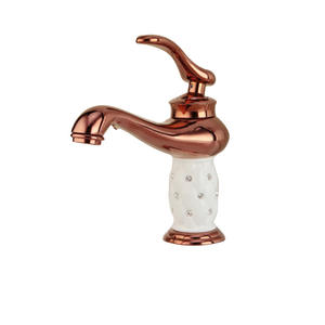 Grifo monomando para lavabo con acabado en cobre, de un solo orificio, montado en el encimera, con válvula de latón. - Product Image 1