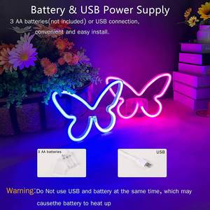 Butterfly <b>Neon</b> Birthday <b>Party</b> Wall Decorations Green Blue White Red Pink Color Light With Usb - Product Image 3