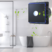 Ventilador de Baño con Panel Decorativo de Vidrio Templado Eléctrico, Sensor de Humedad, Luz, Clasificación IPX4, Garantía de 5 Años, Control por Aplicación