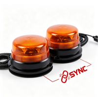 Luz de Baliza LED con Función SYNC, Kit de 2 Piezas, Base Magnética y con Ventosa, ECE R65 R10 IP66 12-24V, Luz Estroboscópica de Advertencia para Vehículos