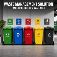 Conteneur à déchets de 240 L certifié EN840 pour les communautés résidentielles, anti-UV, anti-poussière, couvercle hermétique, anti-corrosion, résistant aux intempéries