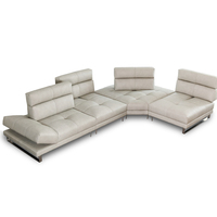 Fuyas Italienisches Minimalistisches Wohnzimmer-Sofa, Großes Ecksofa in L-Form, Modulares Funktionales Sofa mit Verstellbarer Rückenlehne aus Echtem Leder