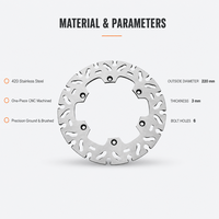 Disque de frein arrière de moto personnalisé en usine, 220 mm, pour Suzuki DRZ 400 DRZ400 DRZ400E DRZ400S 2000-2009