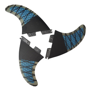 Aileron de planche de surf UPSURF, deuxième génération G5, fibre de verre, bleu, ensemble 3 pièces, gauche, centre, droite - Product Image 2