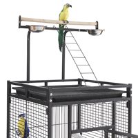 Cage à Oiseaux en Gros avec Aire de Jeux sur le Toit et Roues | Grande Volière pour Perroquets à Usage Domestique