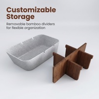 Boîte de rangement de bureau moderne en bambou, support multifonctionnel pour fournitures de bureau, organisateur de maquillage écologique pour la maison, plateau de tri