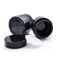 Pot en verre plat noir personnalisable de 5 ml, 10 ml, 15 ml, 30 ml, 50 ml avec bouchon à vis pour contenants de crème et de poudre cosmétique, MOQ 100 pièces