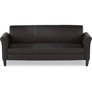Alera ALERL21LS10B Series 77 Reception Lounge <b>Sofa</b> 3-Cushion 31.5 In. X 32 In. X 21 In. Black Office <b>Sofa</b> with <b>Wooden</b> <b>Frame</b> - Product Image 4