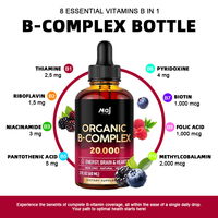Gouttes liquides de complexe de vitamines B (B1, B6, B12, acide pantothénique) 60 ml, marque privée OEM, pour le soutien immunitaire, l'énergie et l'amélioration du métabolisme