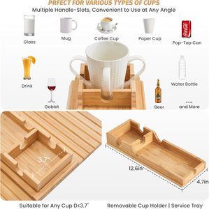 Porte-gobelet détachable pour canapé, <span class=keywords><strong>plateau</strong></span> anti-chute pour accoudoir <span class=keywords><strong>de</strong></span> canapé, porte-gobelet en bambou naturel pour canapé, plus sûr pour votre famille - Product Image 5