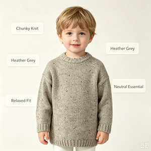 Suéter <span class=keywords><strong>Verner</strong></span> Neps Color Beige, Tejido Plano Informal, Mezcla de Lana de Alta Calidad, OEM y ODM, Suéter de Otoño de Alta Calidad - Product Image 3