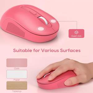 Combo de Teclado y Ratón Inalámbrico SABLUTE, Tamaño Completo, Teclas Retro Rosa Intenso, Reposamuñecas Magnético, Teclas Multimedia, para Laptop, 2 Pilas AAA - Product Image 6