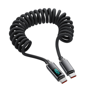 Nouveau câble USB-C 120 W avec affichage de données, charge rapide, câble de téléphone télescopique à ressort, câbles d'alimentation PD tressés - Product Image 1