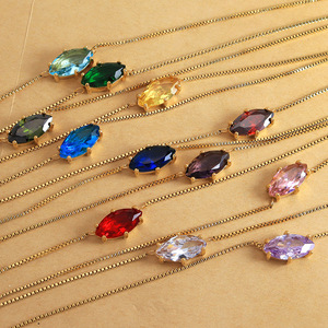 Nuevo diseño <span class=keywords><strong>de</strong></span> piedras preciosas ovaladas encanto collar cumpleaños regalo <span class=keywords><strong>mes</strong></span> joyería 18K chapado en oro personalizado Birthstone colgante collar - Product Image 3