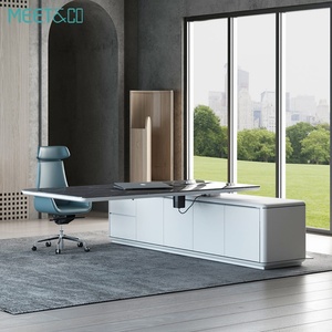 Free Design Plan Modern Convertible L Shaped White Wooden Electric Height Adjustable Executive Office <b>Desk</b> for Office Furniture - Product Image 1